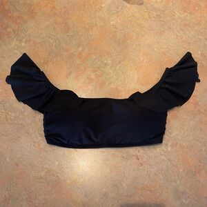 Vince Camuto Swim Black Ruffle Bikini Top